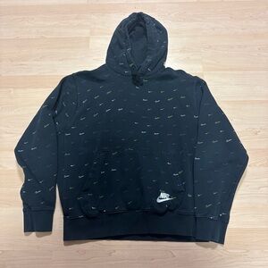 Nike Black Hoodie with Colorful Swooshes